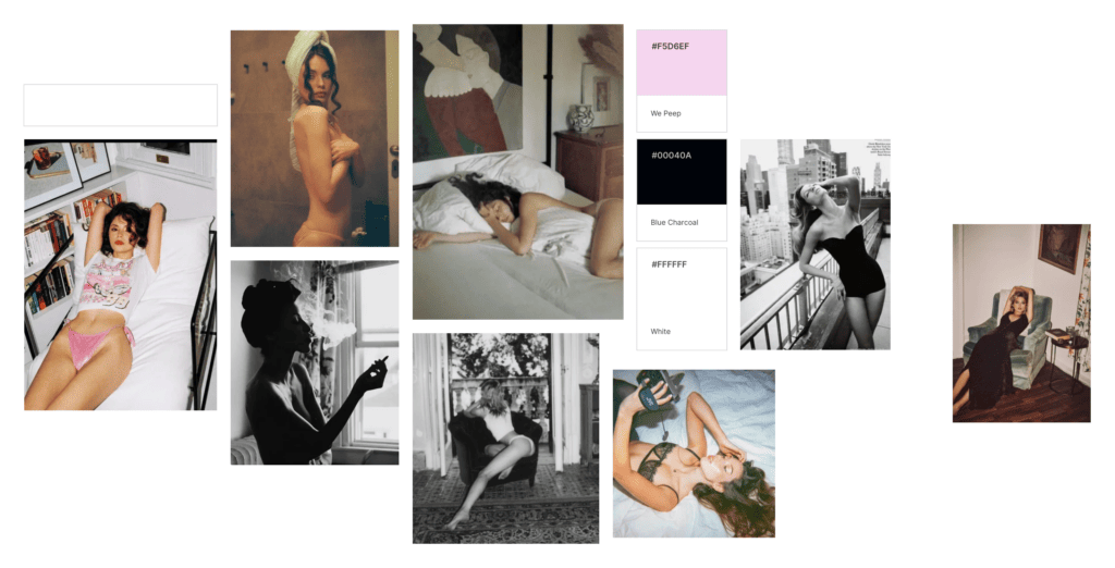 boudoir session moodboard using milanote