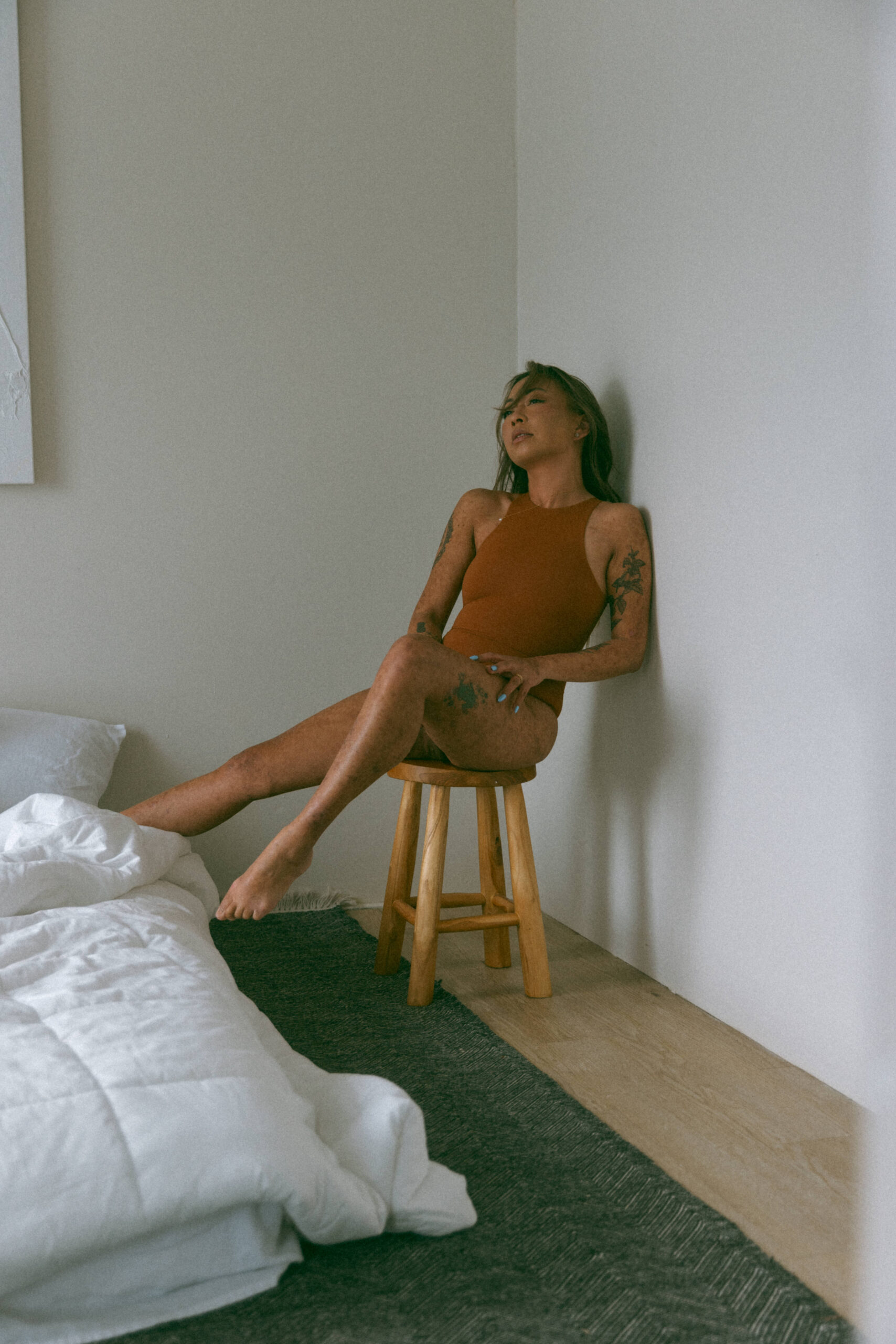 a woman during a studio boudoir session